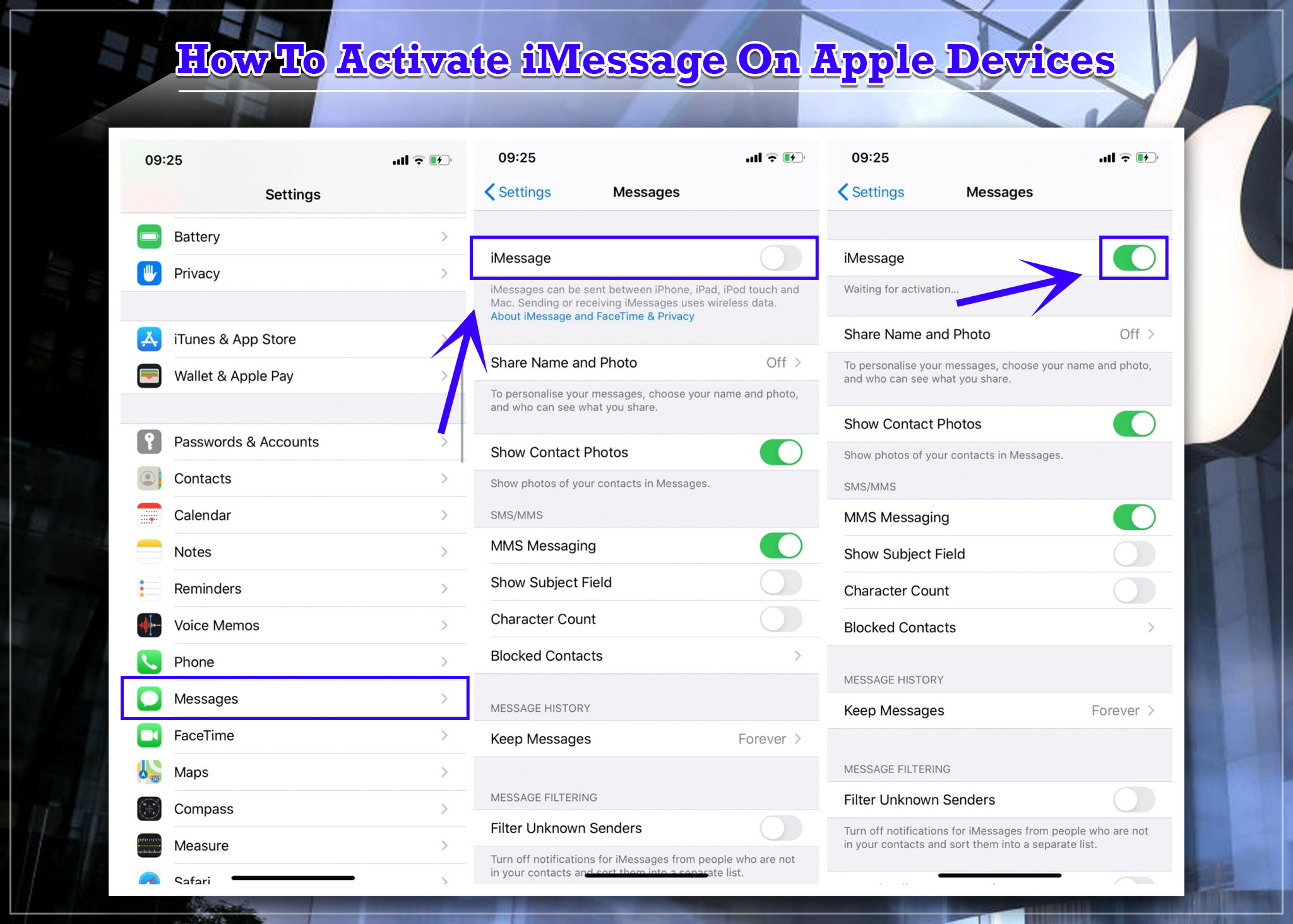 how to activate imessage